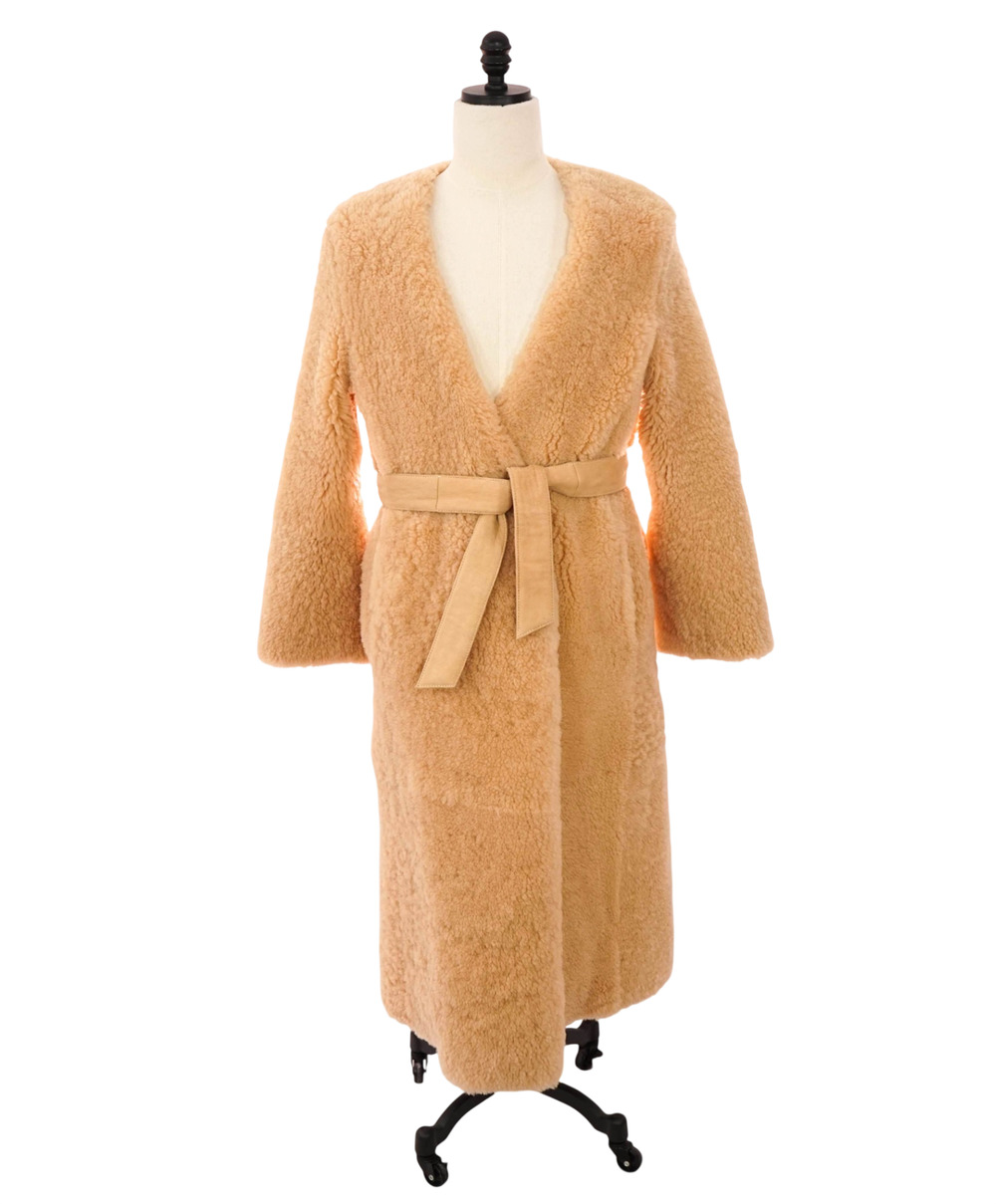$6,695 ELEVENTY - Shearling Fur/Suede Long Coat - US 2 EU 40